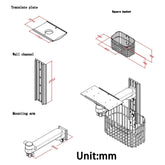 Aluminum Alloy Swivel Wall Mount Bracket, Equipment Monitor Stand with Storage Basket